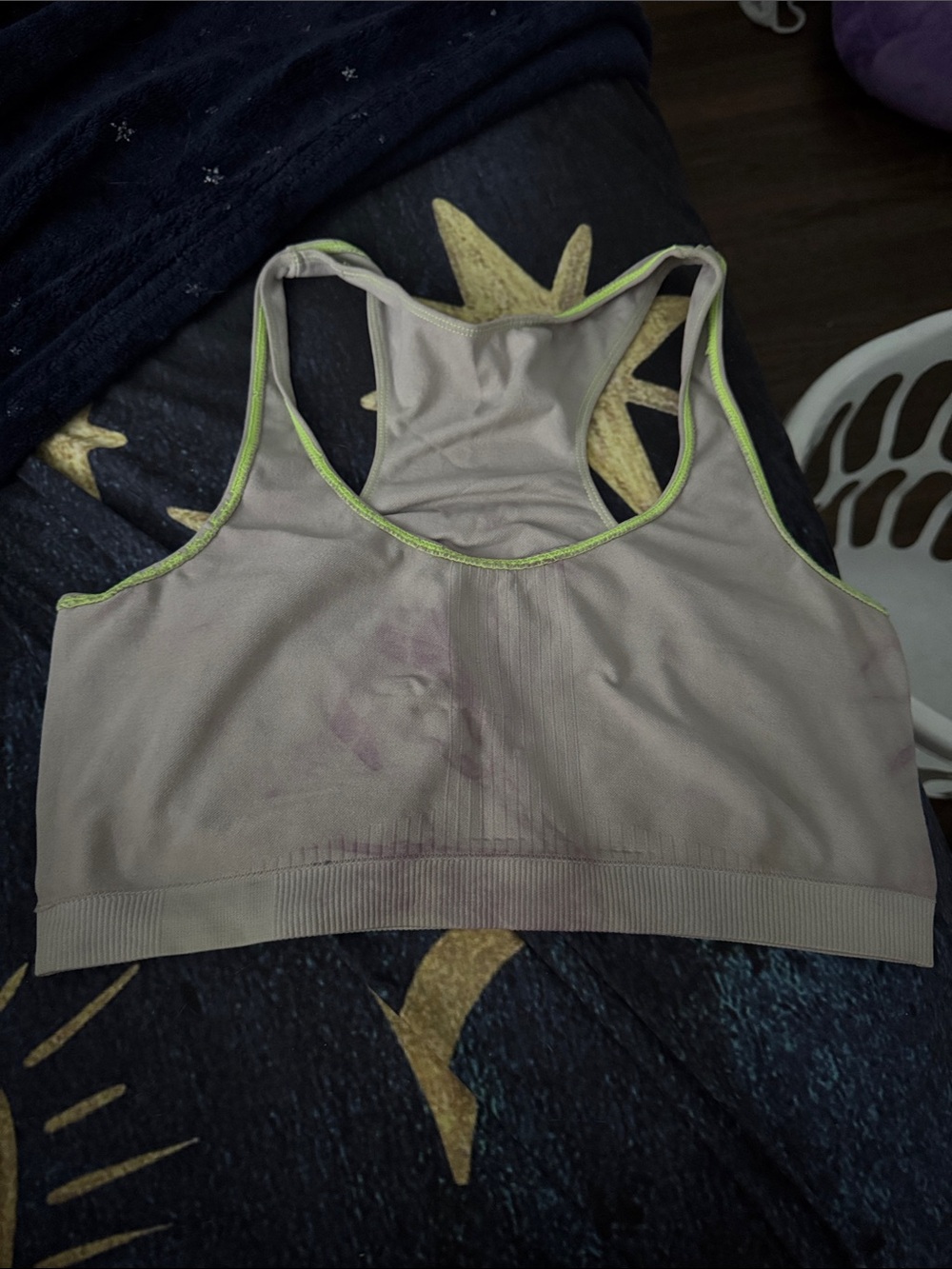 Fruit of the Loom Taupe Sports Bra with LimeRacerback****FINAL MARKDOWN****